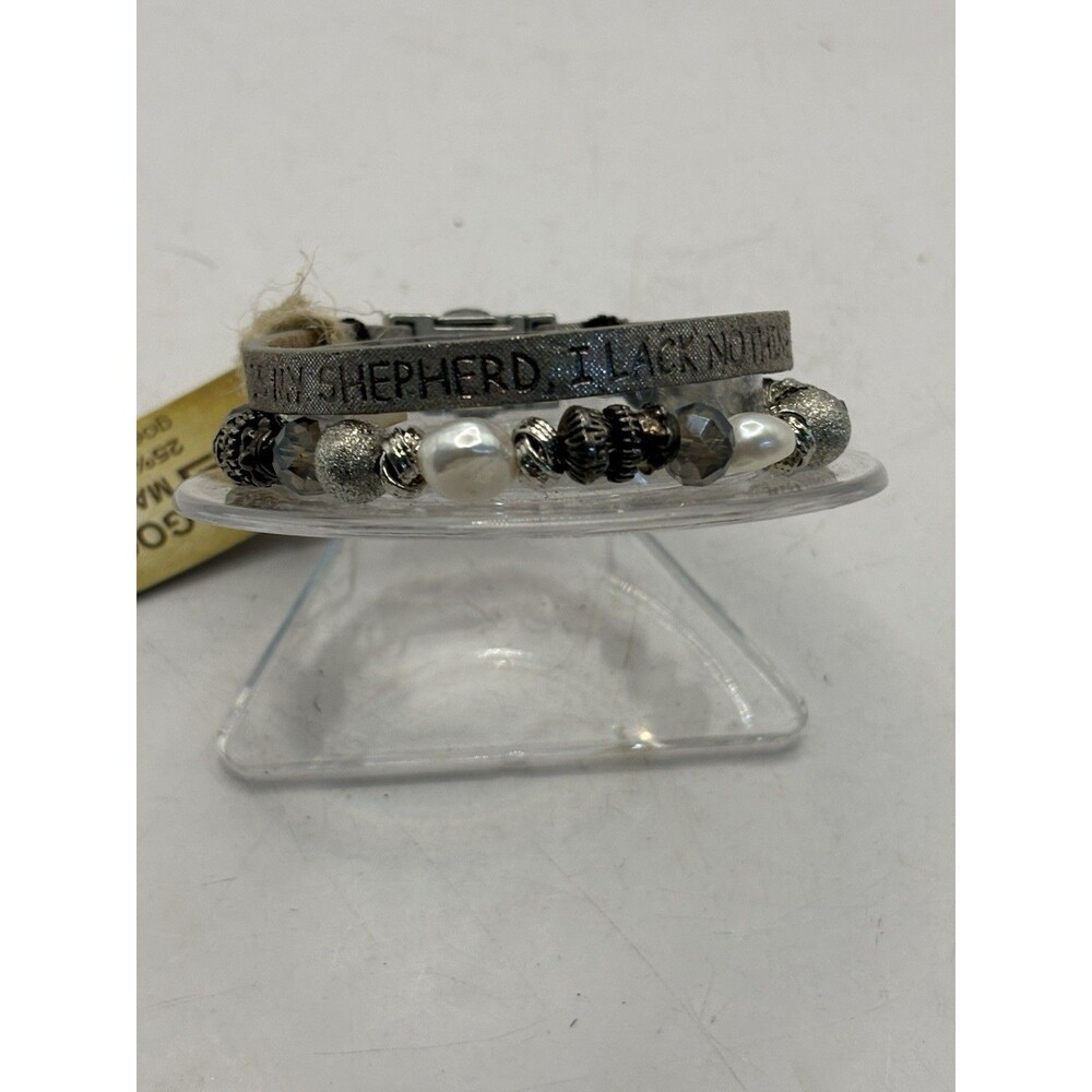 Good Works Leather and Bead Bracelet NWT “ The Lord Is My Shepherd” 7.5”